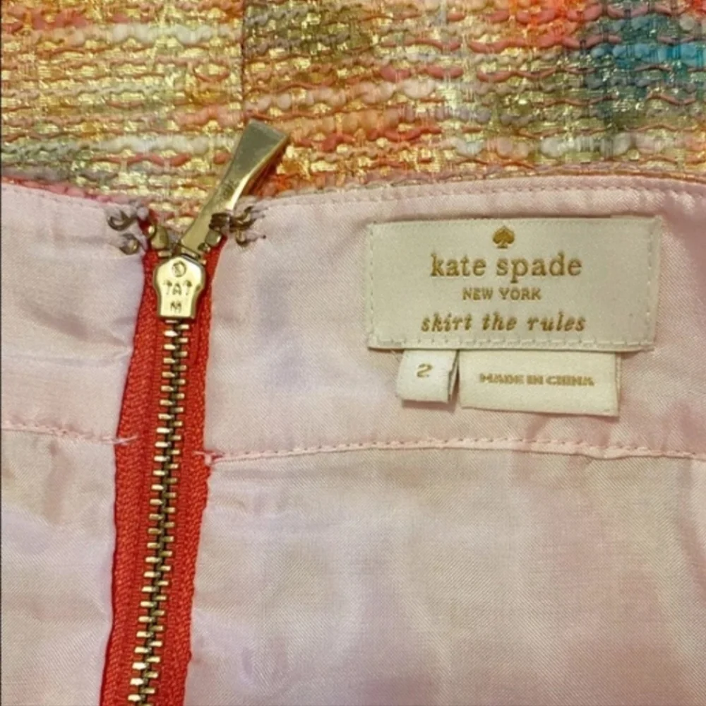 Kate Spade Watercolor Jacquard Tweed Pencil Skirt XS Multicolor Metallic Floral